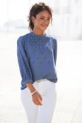 Lascana Blouse zonder sluiting met gaatjesborduurwerk en subtiele ruch...