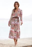 Lascana Jurk met overhemdkraag Cover-Up van gekreppte viscose, maxi-ju...