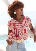 Lascana Blouse zonder sluiting met alloverprint en knopen, korte mouw ...