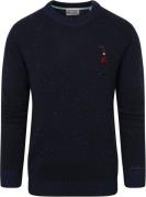 Scotch and Soda Pullover Mix Wol Gespikkeld Donkerblauw
