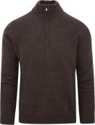 Suitable Half Zip Trui Wol Blend Bruin