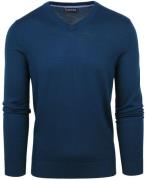 Suitable Merino Pullover V-Hals Indigo Blauw