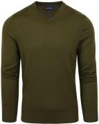 Suitable Merino Pullover V-Hals Olijfgroen