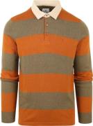 State Of Art Pique Longsleeve Polo Strepen Oranje