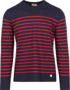 Armor-Lux Port-Louis T-Shirt Strepen Donkerblauw Rood