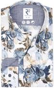 R2 Overhemd Botanische Print Fiets Blauw