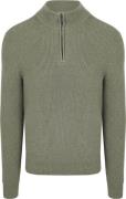 Suitable Half Zip Trui Wol Blend Groen