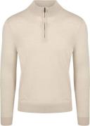 Suitable Merino Half Zip Trui Ecru