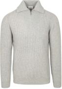 Profuomo Half Zip Pullover Merinowol Melange Grijs