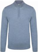 Profuomo Half Zip Pullover Merinowol Melange Blauw