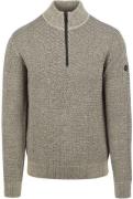 No Excess Half Zip Trui Structuur Melange Stone