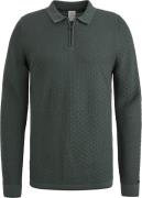 Cast Iron Long Sleeve Half Zip Poloshirt Structuur Groen