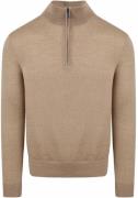 Suitable Merino Half Zip Trui Beige