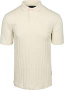 Marc O'Polo Knitted Poloshirt Ribstructuur Off White
