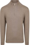 Profuomo Half Zip Pullover Luxury Basic Taupe