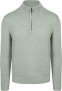 Suitable Slub Yarn Half Zip Trui Groen