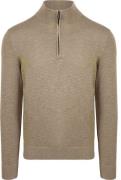Suitable Slub Yarn Half Zip Trui Beige