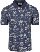 Gant Poloshirt Palm Print Dusty Navy