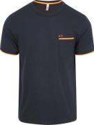 Sun68 Piqué T-Shirt Fluo Stripe Navy