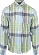 Gant Overhemd Linnen Ruiten Blauw Groen