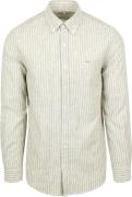 McGregor Overhemd Linnen Blend Streep Groen