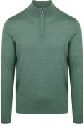 Suitable Merino Half Zip Trui Mid Groen