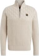 PME Legend Knitted Half Zip Trui Ecru
