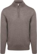 Profuomo Half Zip Pullover Merinowol Taupe