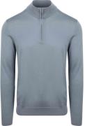 Profuomo Half Zip Pullover Merinowol Blauw
