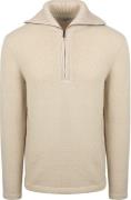 Suitable Deep Zip Pullover Boiled Wool Ecru