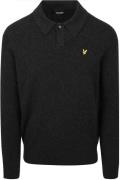 Lyle & Scott Longsleeve Poloshirt Lamswol Zwart