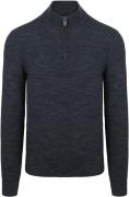 Suitable Pine Knit Half Zip Trui Navy