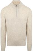 State Of Art Half Zip Trui Wool Blend Melange Greige