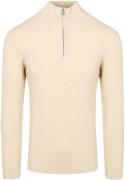 Profuomo Half Zip Pullover Structuur Ecru