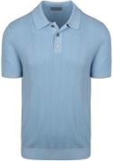 Suitable Knitted Jacquard Polo Lichtblauw
