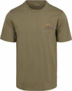 KnowledgeCotton Apparel T-shirt Olive Chest Print
