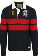 Superdry Rugby Polo Vintage Streep Navy/Rood