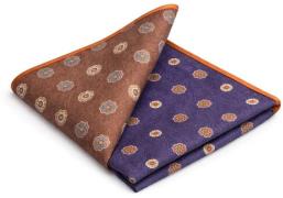 Suitable Pochet Reversible Dots Navy en bruin  -