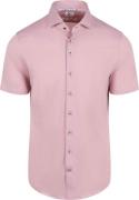 R2 Short Sleeve Overhemd Technical Knitted Dobby Roze