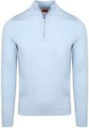 Suitable Merino Half Zip Trui Lichtblauw