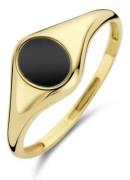 Blush Ring van 14 karaat geelgoud met onyx 1219YON