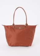 Longchamp Le Pliage Green schoudertas L met leren details