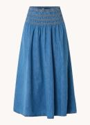 Maje Midi rok van chambray met steekzakken