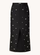 Sandro Midi rok in zijdeblend met strass en split