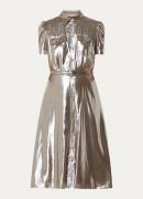 Ralph Lauren Midi blousejurk met metallic finish en ceintuur