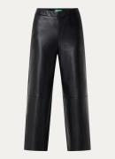 Benetton High waist wide fit cropped broek van imitatieleer