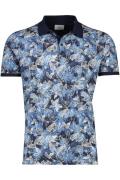 State of Art polo Regular Fit blauw-grijs bloemmotief