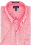 Gant casual overhemd korte mouw normale fit roze effen linnen