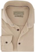 Zakelijk John Miller overhemd beige effen katoen slim fit