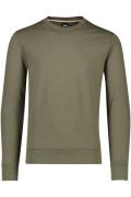 Hugo Boss sweater groen effen katoen ronde hals